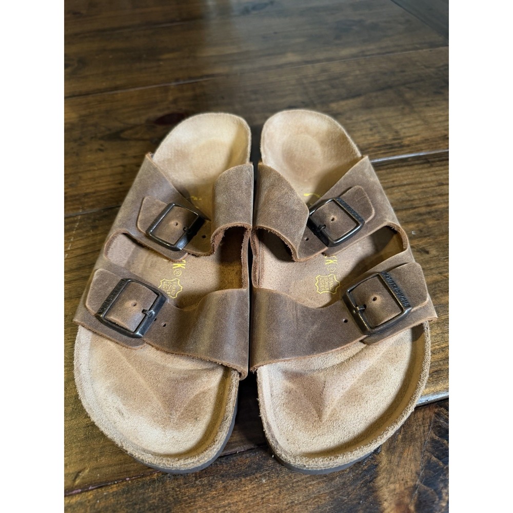 Birkenstock Arizona Mens 13 EU 46 Brown Leather Two Strap Sandals Germany